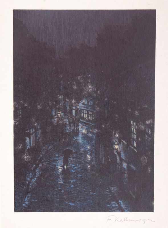 Friedrich Kallmorgen (Altona 1856 - Grötzingen 1924) Hamburger Straße bei Nacht Um 1898,