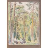 Ernst Eitner (Hamburg 1867 - Hamburg 1955) Picknick im Wald Farbkreidezeichnung, 35 x 25 cm, r. u.