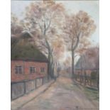 Fedor Szerbakow (Eckertsdorf 1911 - Lilienthal 2009) Dorfstraße Öl/Hartfaser, 53 x 42 cm, r. u.