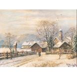 Johannes Glückert (Mainz 1868 - nach 1918) Gaissach bei Bad Tölz im Winter Öl/Lw., 31,5 x 41,5 cm,