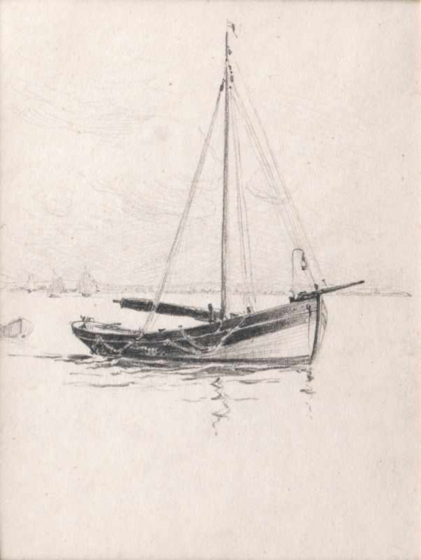 Themistokles von Eckenbrecher (Athen 1842 - Goslar 1921) Segelboot Bleistiftzeichnung, 18 x 13,5 cm,