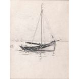 Themistokles von Eckenbrecher (Athen 1842 - Goslar 1921) Segelboot Bleistiftzeichnung, 18 x 13,5 cm,