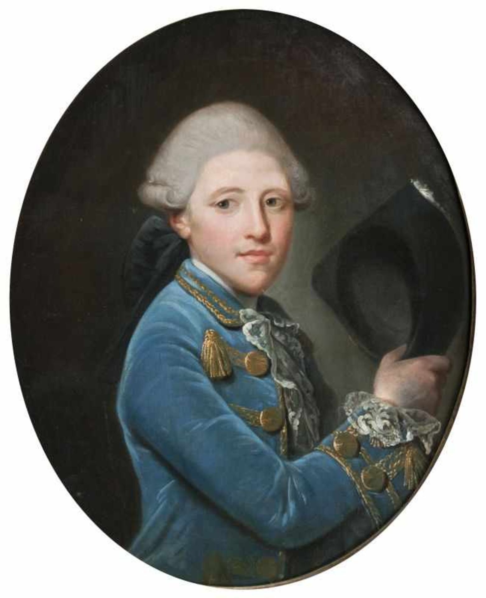 Jean-Baptiste Perroneau (Paris 1715 - Amstedam 1783), zugeschr. Portrait eines Herren im blauen Rock
