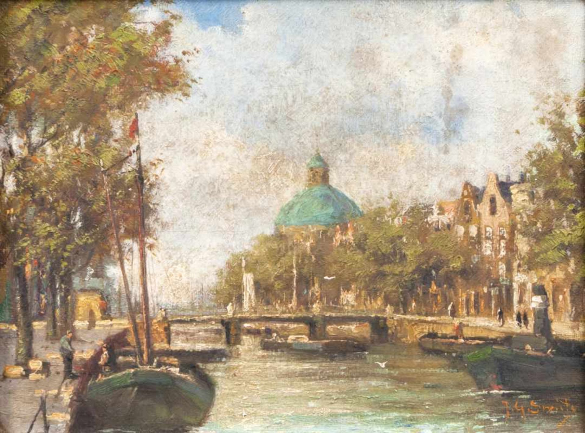 Jan Gerard Smits (Den Haag 1823 - Den Haag 1910) Die lutherische Kirche in Amsterdam Öl/Lw., 18 x