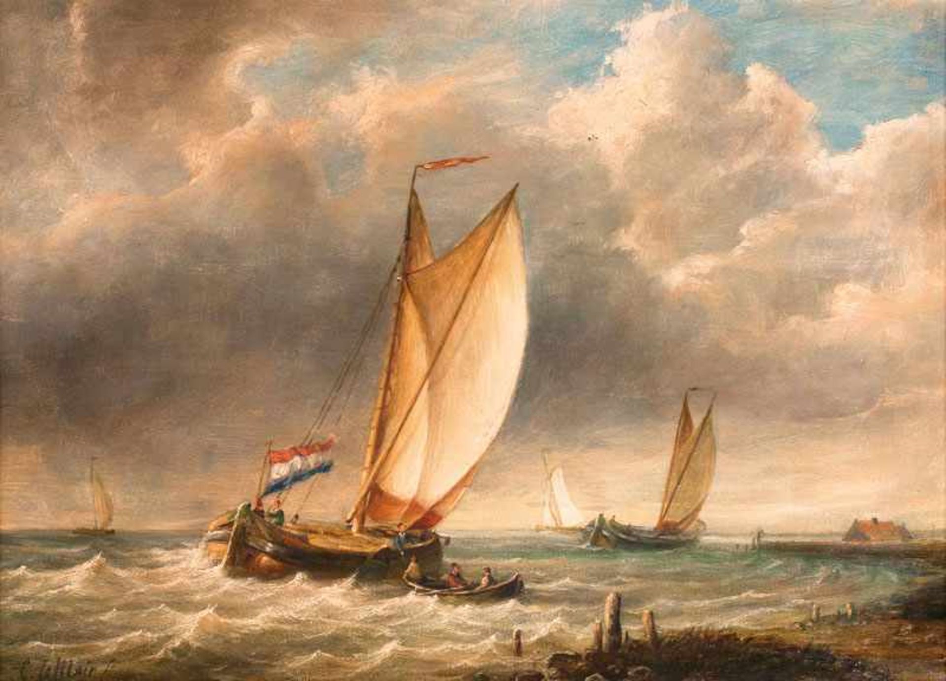 Cornelis Le Mair (Eindhoven 1944) Boote an der Küste Öl/Lw., 40,5 x 55,5 cm, l. u. sign. C. Le