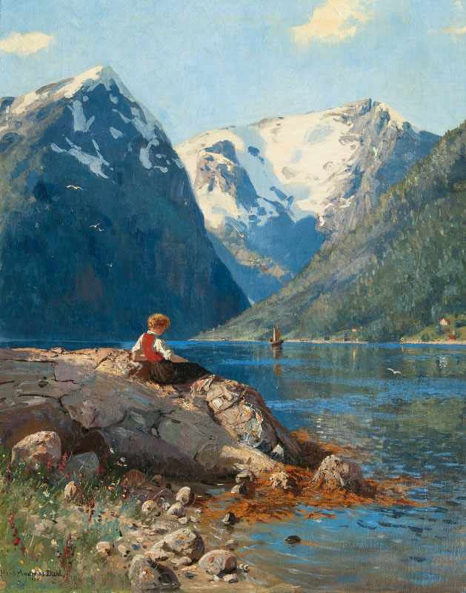 Hans Andreas Dahl (Düsseldorf 1881 - Oslo 1919) Am Esefjord Öl/Lw., 57,5 x 46 cm, l. u. sign. u.