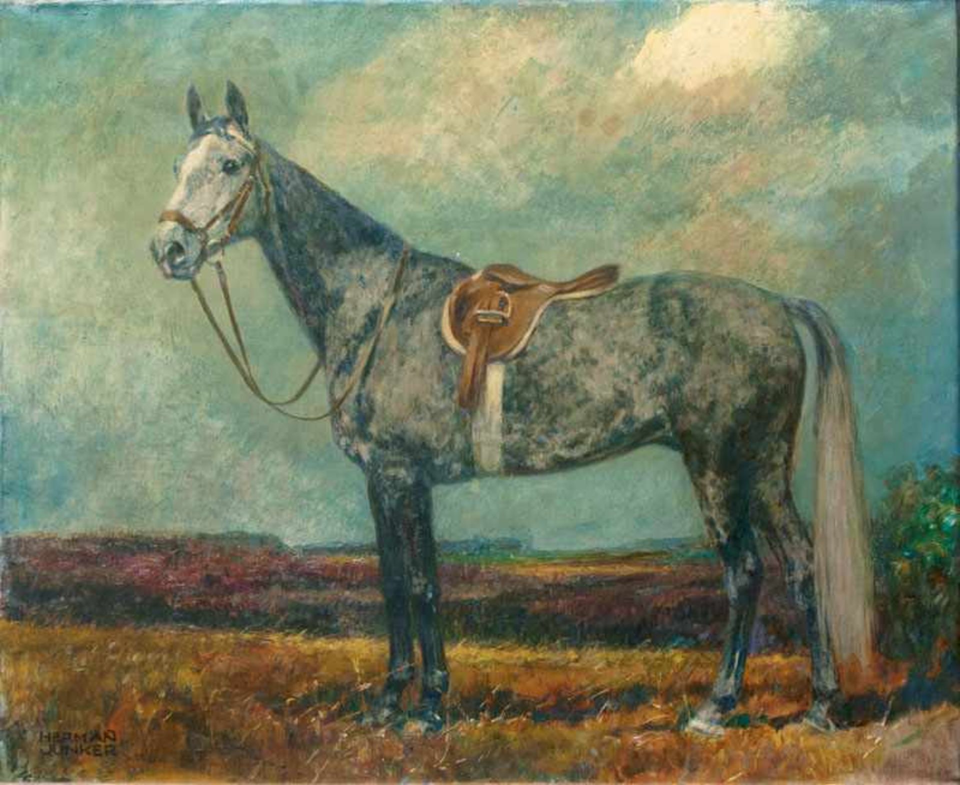 Hermann Junker (Safi/Marokko 1903 - Geesthacht 1985) Das Turnierpferd Abdullah Öl/Lw., 66 x 82 cm,