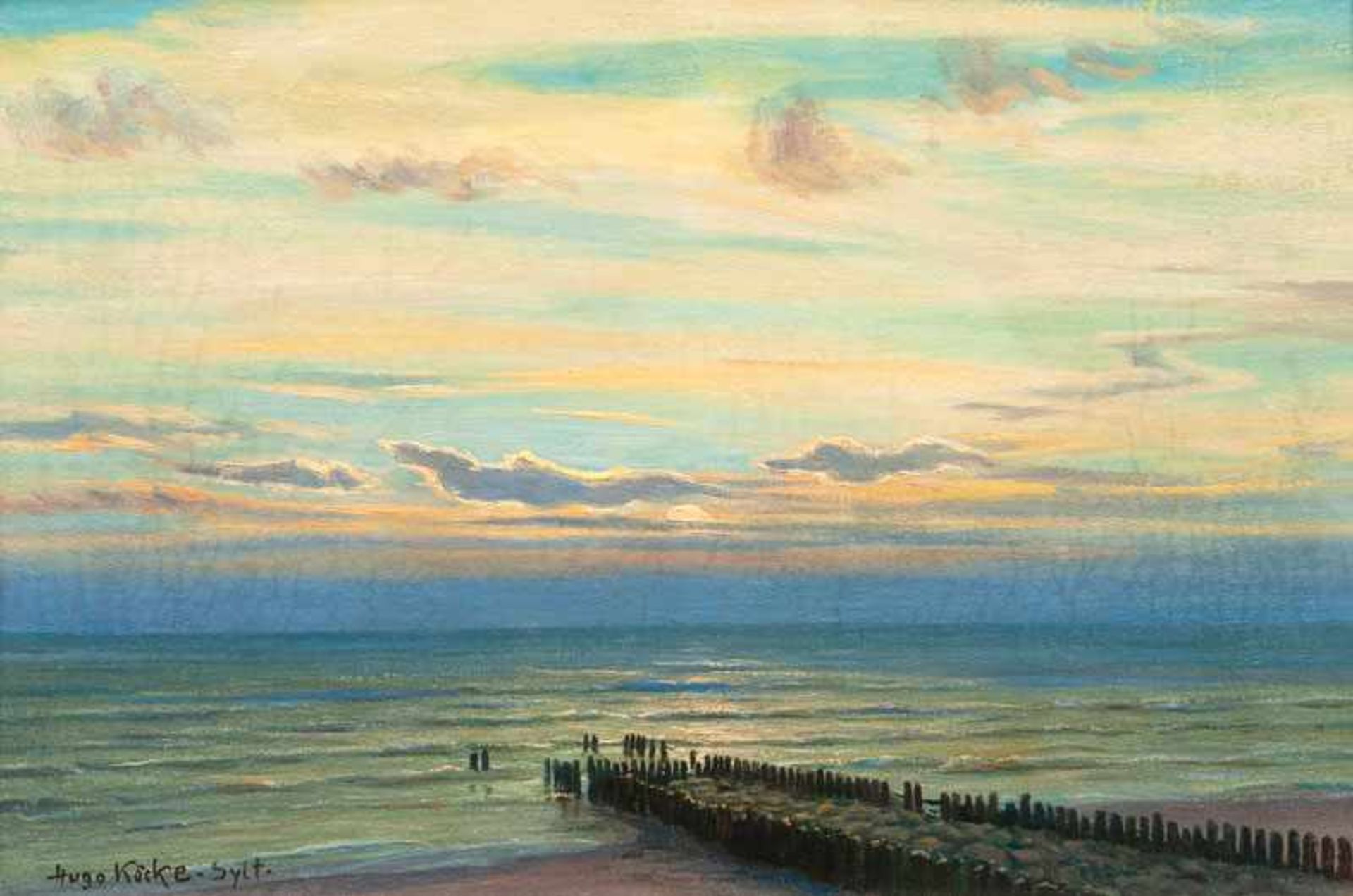 Hugo Köcke (Berlin 1876 - Westerland/Sylt 1956) Sonnenuntergang auf Sylt Öl/Lw., 41 x 60 cm, l. u.