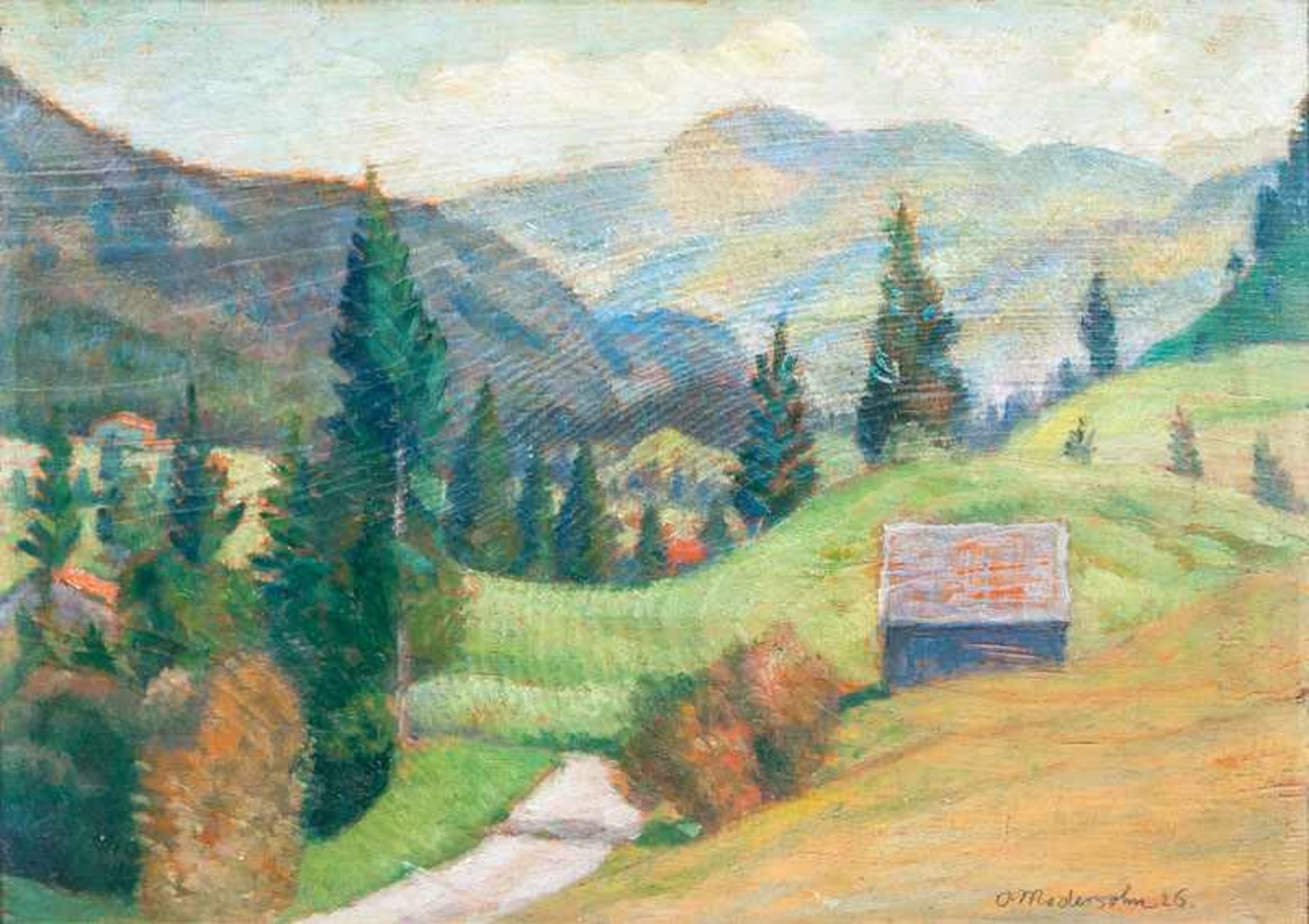 Otto Modersohn (Soest 1865 - Fischerhude 1943) Landschaft bei Prien Öl/Holz, 22,5 x 32 cm, r. u.