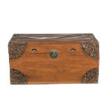 AN ORIENTAL EXPORT CAMPHOR-LINED CHEST, 20TH CENTURY the hinged and floral-carved lid enclosing a