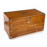 A CAPE CEDAR AND BRASS-BOUND KIST the hinged lid centred by a vacant plaque enclosing a camphor-