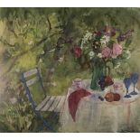 Ann Oram (British 1956-) LUNCH IN THE GARDEN signed and dated 97 watercolour on paper 96 by 110cm