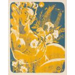 Hardy Botha (South African 1947-) RECLINING NUDE WITH FLOWERS serigraph, signed, dated 79, inscribed