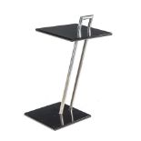 A BLACK LACQUER AND CHROME OCASSIONAL SQUARE SIDE TABLE DESIGNED IN 1927 BY EILEEN GRAY the