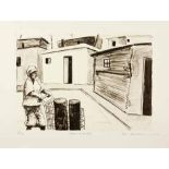 Jabulane Sam Nhlengethwa (South African 1955-) FETCHING WATER lithograph, signed, numbered 5/30,