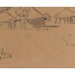 Harry Stratford Caldecott (South African 1886-1929) RURAL VILLAGE, EASTERN TRANSVAAL graphite on