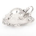 AN ART NOUVEAU ELECTROPLATE DISH, GERMAN, WMF, 20TH CENTURY the heart-shaped body with scrolling