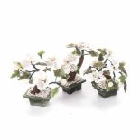 A GROUP OF CHINESE 'FLOWERING TREE' HARDSTONE JARDINIÈRES NOT SUITABLE FOR EXPORT each miniature