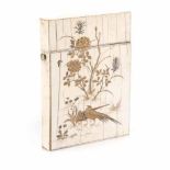 A JAPANESE IVORY AND SHIBAYAMA INLAID CARD CASE, MEIJI PERIOD, 1868-1912 NOT SUITABLE FOR EXPORT