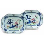 A PAIR OF CHINESE FAMILLE ROSE PLATTERS, QIANLONG, 1736–1795 each rectangular with canted corners