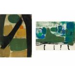 Charles (Carel Antoon) Gassner (South African 1915-1977) BLACK, GREEN AND YELLOW SHAPES and BLUE AND