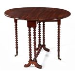 A MAHOGANY GATE-LEG TABLE, 19TH CENTURY the rectangular top with hinged drop sides, on turned