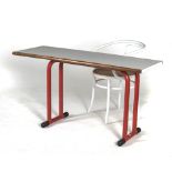 A PAINTED AND METAL DRAFTING TABLE MANUFACTURED FOR BIEFFEPLAST, PADOVA, ITALY the rectangular top