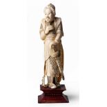 A CHINESE CARVED IVORY FIGURE OF A WARRIOR, QING DYNASTY, LATE 19TH CENTURY NOT SUITABLE FOR