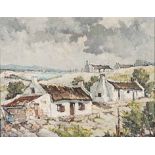 Bruce Hancock (South African 1912-1990) COTTAGES AT ARNISTON signed oil on board 34 by 44cm