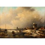 Dutch School ( 19th Century-) WINTER LANDSCAPE signed indistinctly oil on canvas 45 by 62cm