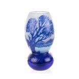 A CAMEO GLASS VASE, RICHARD LOETZ, 20TH CENTURY the tapering ovoid body on a circular domed base,