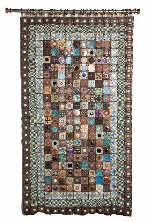 BEA JAFFRAY (20TH CENTURY): A CERAMIC WALL HANGING each articulated square joined to form a