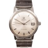 A GENTLEMAN'S STAINLESS STEEL WRISTWATCH, OMEGA SEAMASTER automatic, the circular silvered dial,