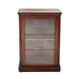 A VICTORIAN MAHOGANY CABINET the shaped moulded rectangular top above a moulded frieze, a glazed