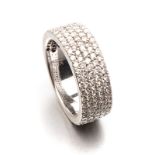 A THREE-QUARTER DIAMOND ETERNITY RING composed of five rows, embellished with round brilliant-cut