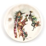 Jules Perahim (Romanian 1914-2008) TWO FIGURES signed ceramic plate diameter: 19cm