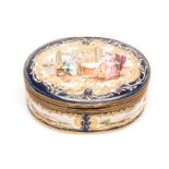 A SEVRES ‘’CHATEAU DES TUILERIES’’ PORCELAIN TABATIERE, 1846 of oval shape with hinged lid, hand