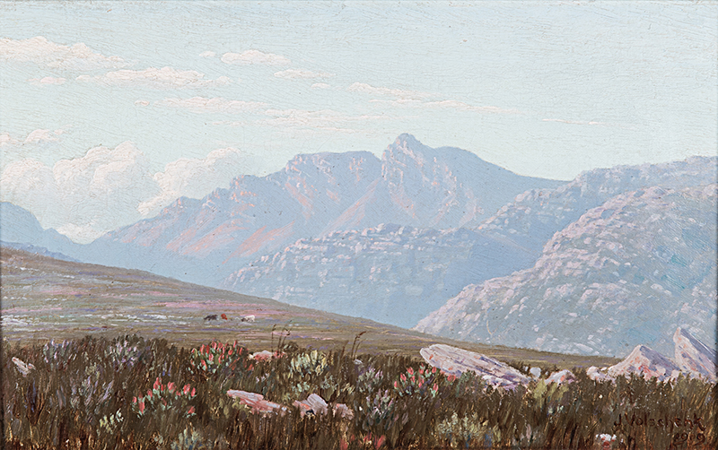 Jan Ernst Abraham Volschenk (South African 1853-1936) THE PEAK OF ROMANSHOEK (RIVERSDALE) signed and