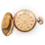 A 14CT GOLD HUNTER-CASED POCKET WATCH the circular gilt dial with gilt Arabic numeral hour