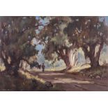 Johan (Johannes) Oldert (South African 1912-1984) TREE-LINED PATH, CENTURION signed oil on canvas