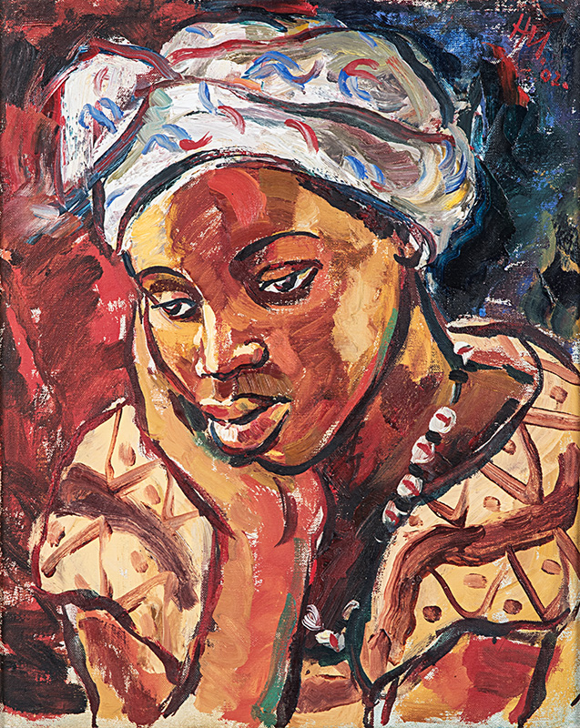 Hennie Niemann Jnr (South African 1972-) PORTRAIT OF A WOMAN I signed and dated 02 oil on canvas