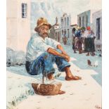 Adelio Zagni Zeelie (South African 1911-1991) SEATED FISHERMAN signed, dated 1961 and inscribed "