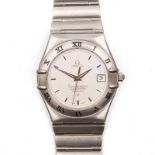 A GENTLEMAN'S STAINLESS STEEL WRISTWATCH, OMEGA CONSTELLATION CHRONOMETER automatic, the circular