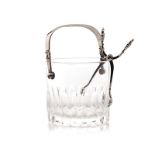A DANISH SILVER-MOUNTED ACORN PATTERN CUT GLASS ICE BUCKET AND TONGS, MODEL NO. 1137, DESIGNED BY