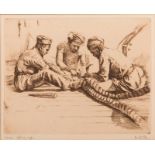 Dorothy Kay (South African 1886-1964) LASCARS SPLICING ROPE drypoint, signed and titled in pencil in