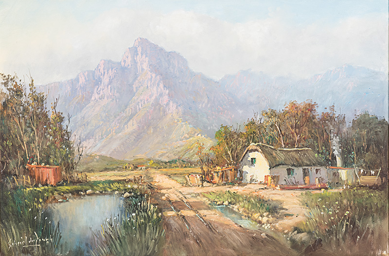 Gabriel Cornelis de Jongh (South African 1913-2004) COTTAGE IN A LANDSCAPE signed oil on canvas 60