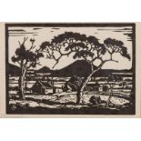 Jacob Hendrik Pierneef (South African 1886-1957) FARMHOUSE, PRETORIA (NILANT 39) linocut, signed