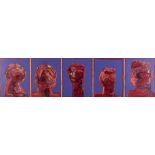 Robert Griffiths Hodgins (South African 1920-2010) FIVE HEADS signed, dated 1993/1998 and