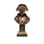 EMILE PINEDO (1840 – 1916): A BRONZE BUST OF NAPOLEON BONAPARTE dressed in military uniform, with