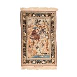 AN ISPAHAN PICTORIAL RUG, PERSIA, MODERN the field with meditating figures within a black tree and